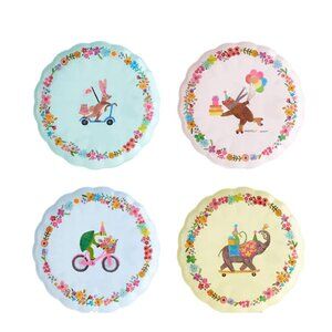 Party Animals Scalloped Melamine Plates Set of 4